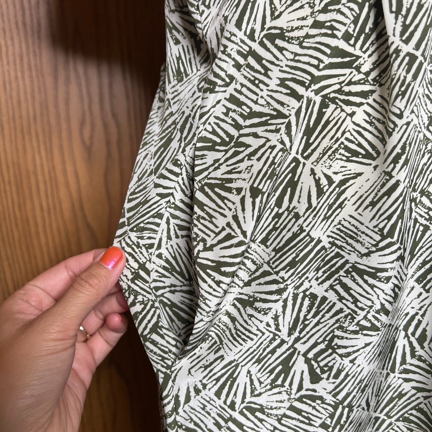 Vtg 90s Liz Claiborne Dress Size 8 Green Abstract Tropical Resort Botanical Boho