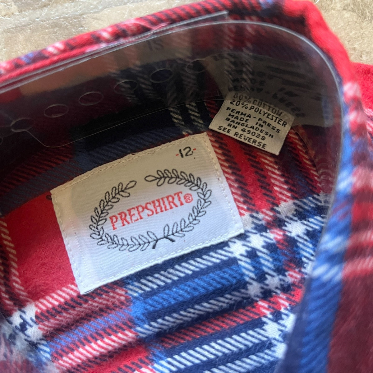 Vintage 70s Towncraft Prep Shirt Boys 12 Plaid Flannel Deadstock Autumn Classic