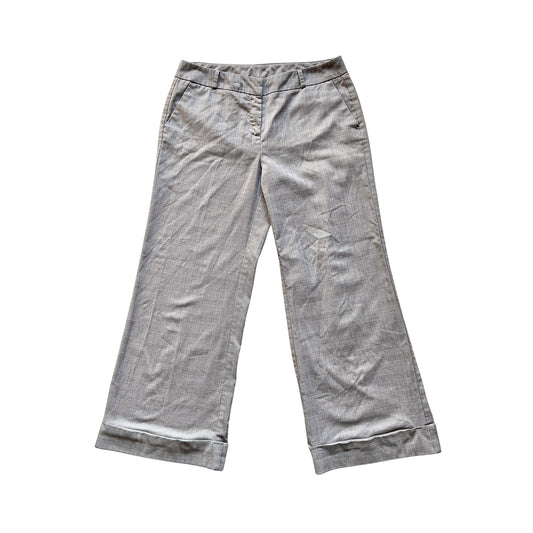 Vtg Y2K New York & Co Cropped Dress Pants 6 Taupe Plaid Office Siren Work Formal