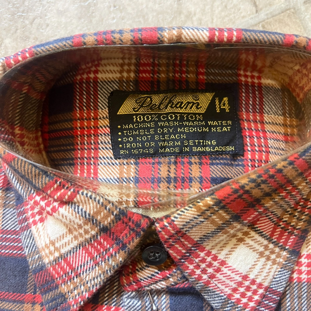 Vintage 60s Pelham Flannel Shirt Boys 14 Plaid Flannel Deadstock Autumn Classic