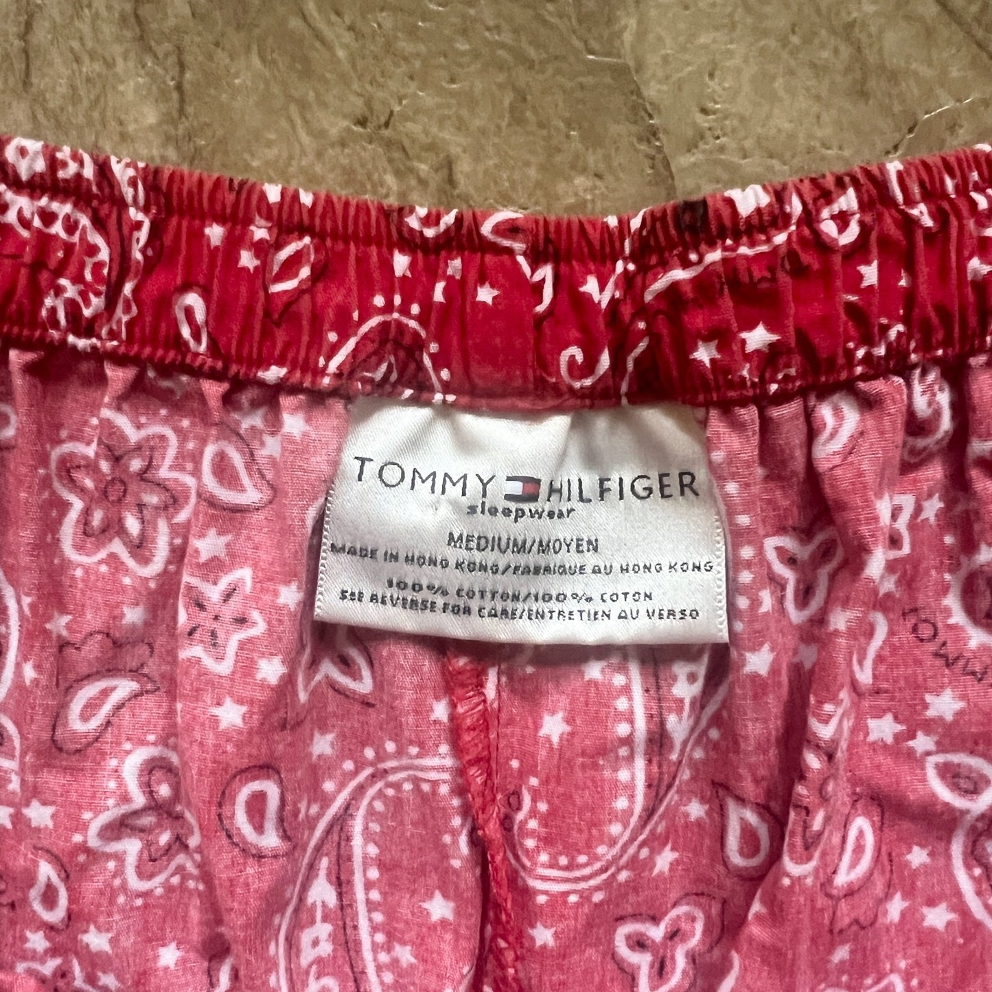 Tommy Hilfiger Womens Pajama Pants Size M Red Paisley Bandana Print Sleepwear Loungewear