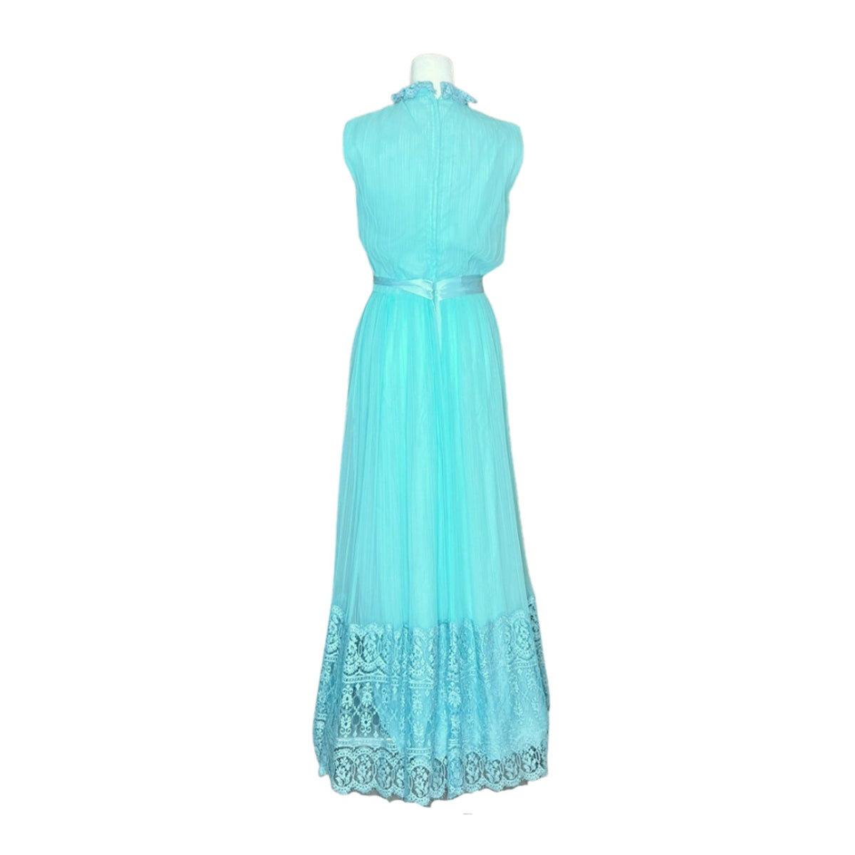 Vtg 60s Miss Eliette Maxi Gown 10 Seafoam Pleated Formal Bridesmaid Goddess Prom