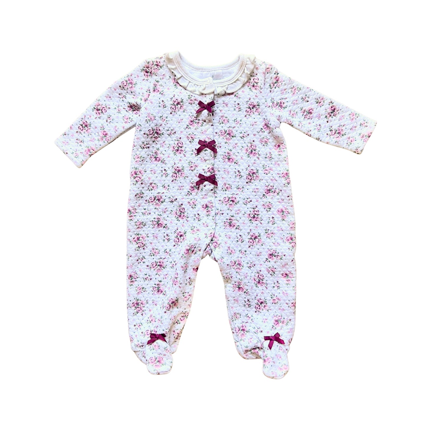 Laura Ashley Baby Quilted Sleepsuit 3-6 Months Ditsy Floral Cottage Coquette