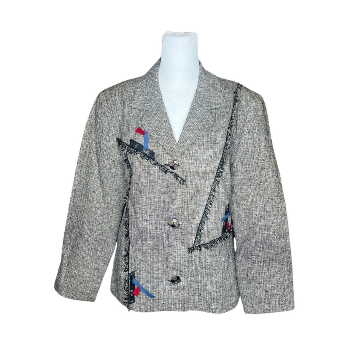 Vtg 90s Canvasbacks Tweed Art to Wear Jacket 8 Artsy Mixed Media Eclectic Funky