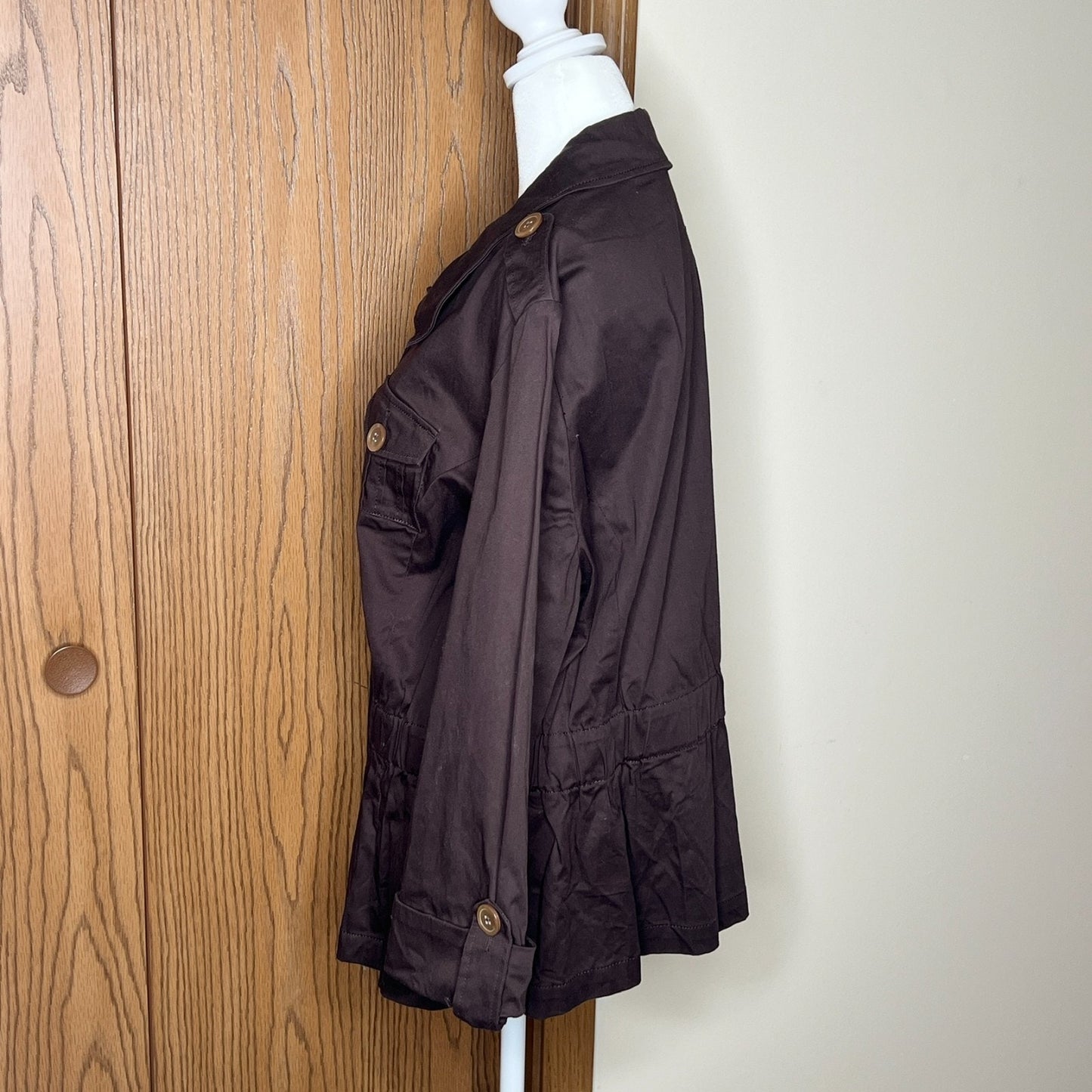 Larry Levine Womens Jacket Size XL Chocolate Brown Utility Grunge Baddie Lorelai Gilmore