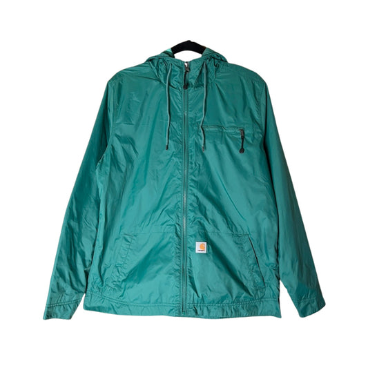Carhartt Womens Windbreaker Rain Jacket Size M Teal Green Outdoor Gorpcore Hiking Granola Girl
