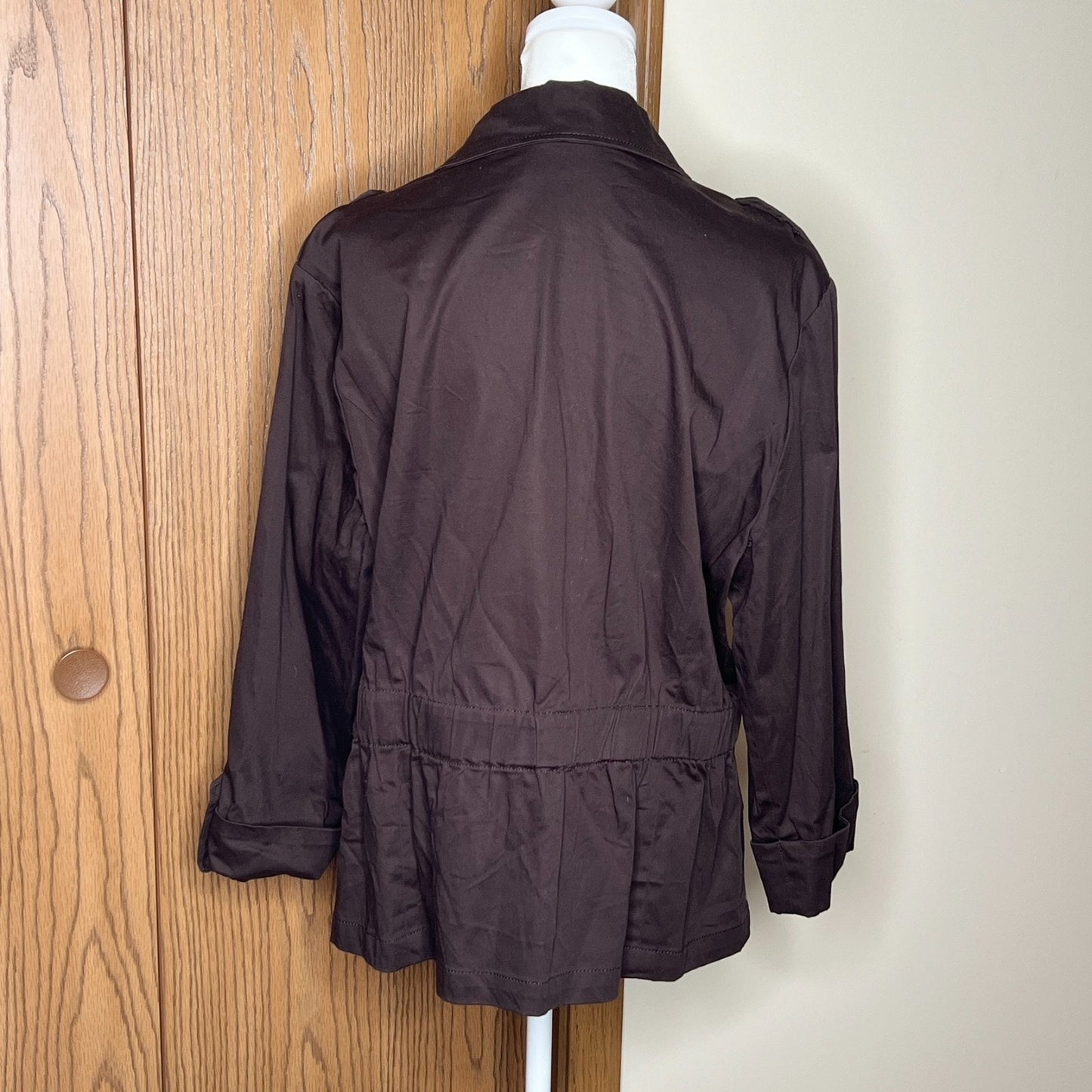 Larry Levine Womens Jacket Size XL Chocolate Brown Utility Grunge Baddie Lorelai Gilmore