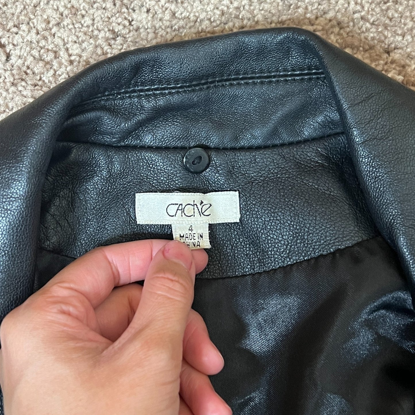 Vintage Y2K Cache Womens Leather Jacket Size 4 Black Buttery Soft Single Button Biker Baddie Goth