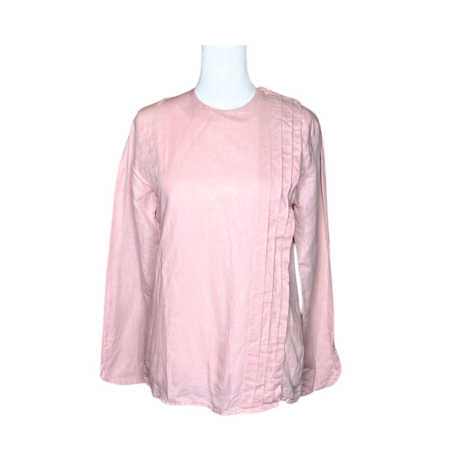 Vtg 90s Oscar de la Renta Linen Blouse 4 Pink Classic Old Money Feminine Spring