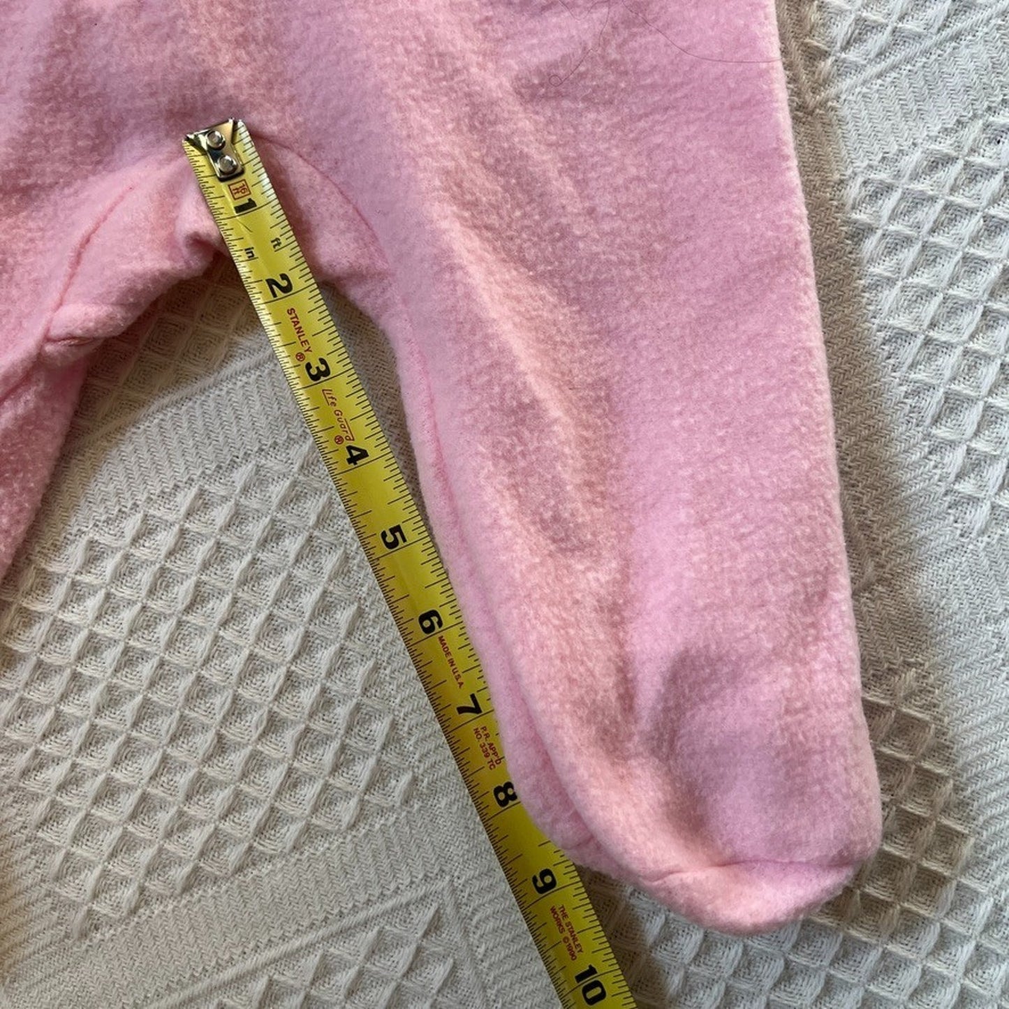 Vtg 80s Carter's Fleece Footed Romper Pink Embroidered Turtle Cottage Kitschy