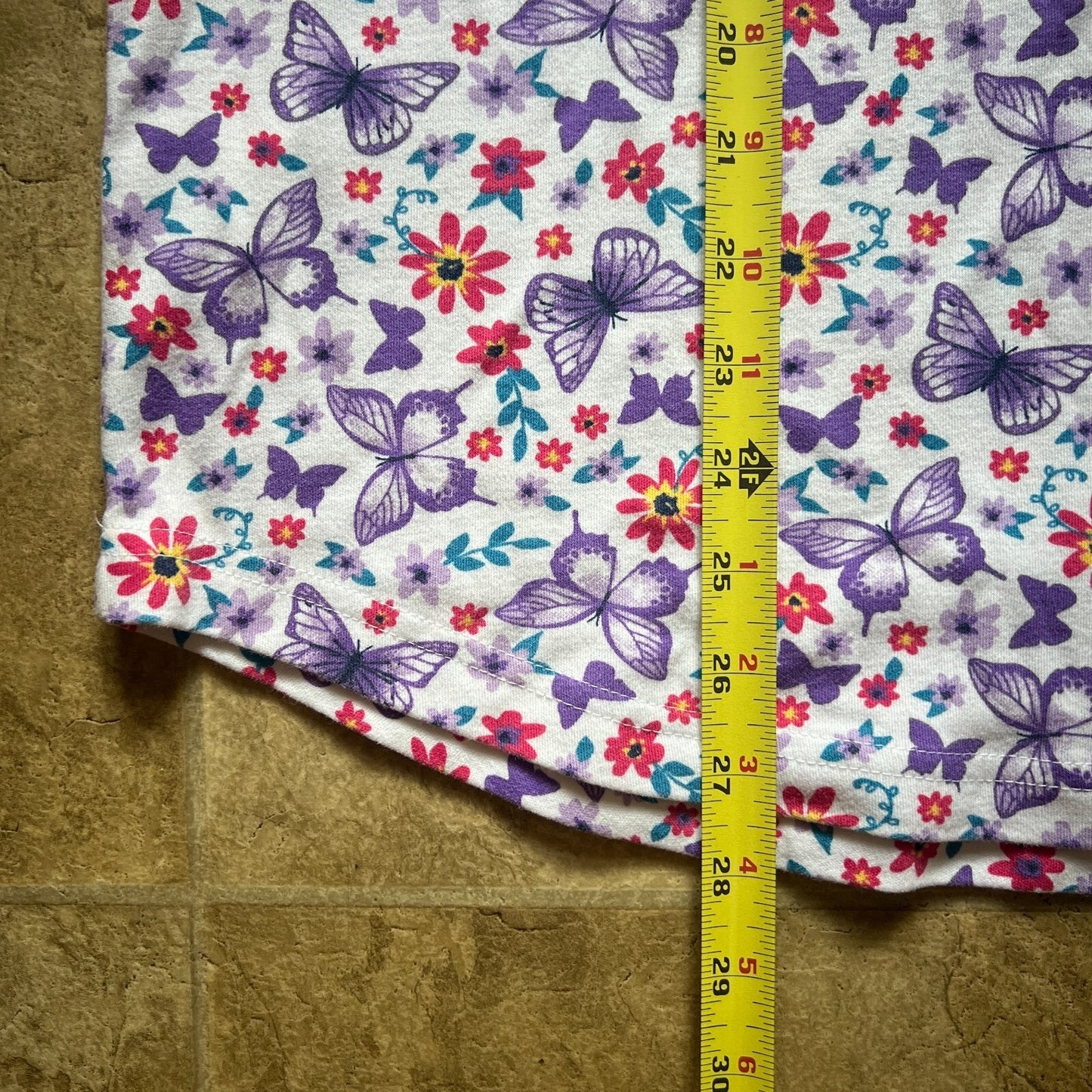 Blair All Over Butterfly Floral T-Shirt Size L Multi-color Whimsical Fairy Garden