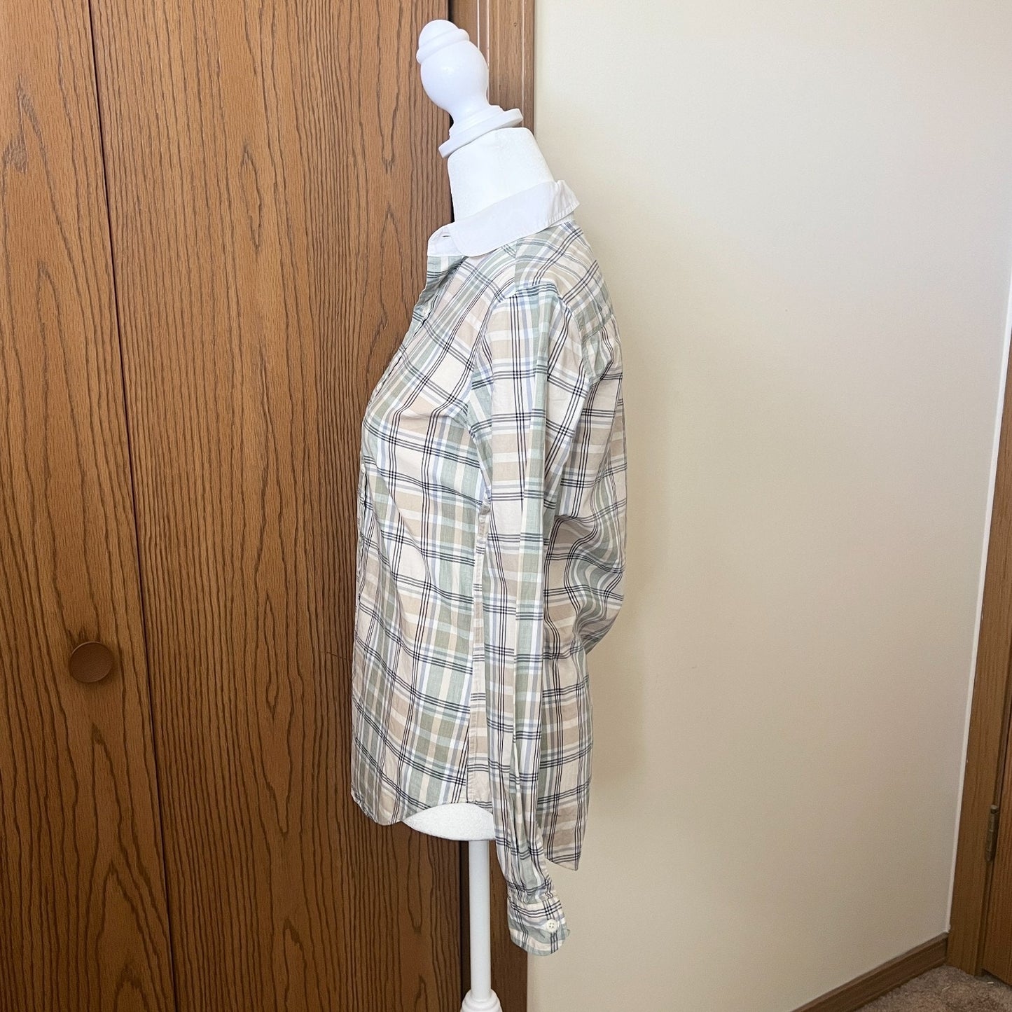Vtg 90s Plaid Button-down 4 Peter Pan Collar Western Farmhouse Preppy Classic