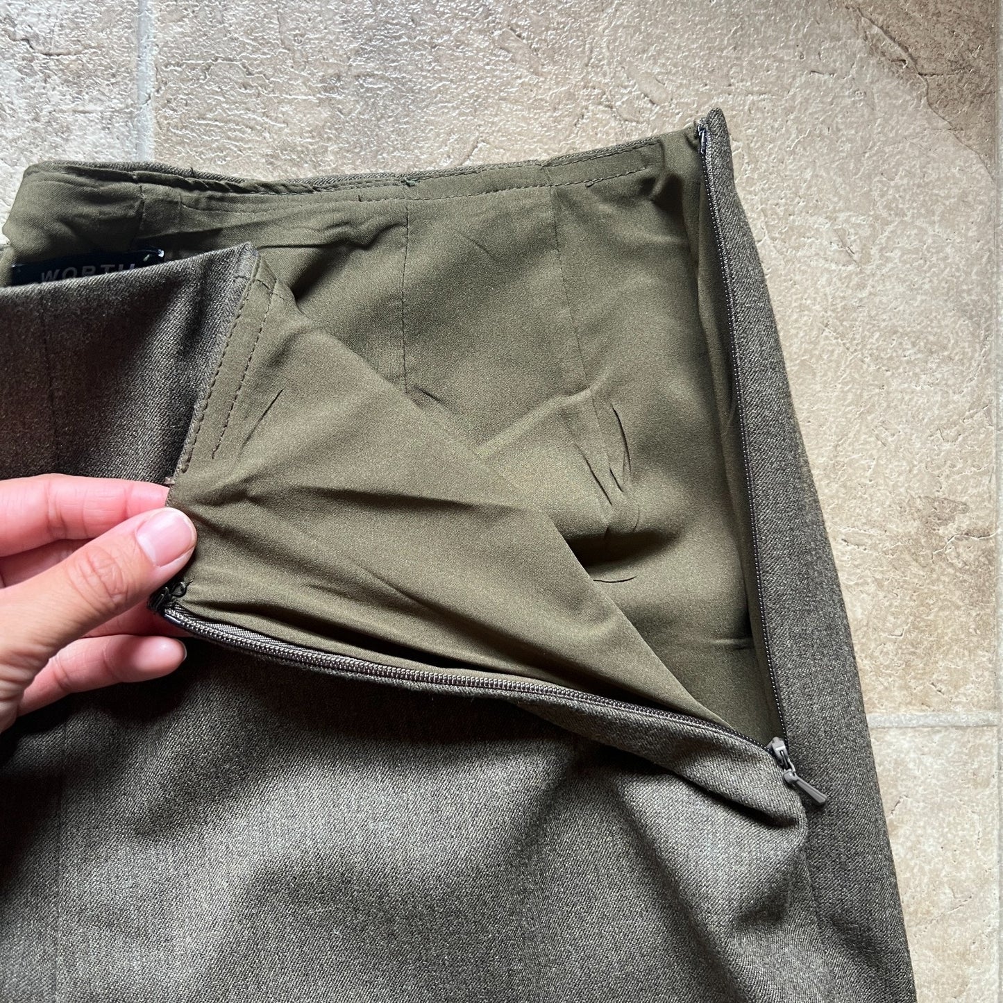 Worth New York Womens Wool Blend Dress Pants Size 2 Sage Gray Straight Leg Formal