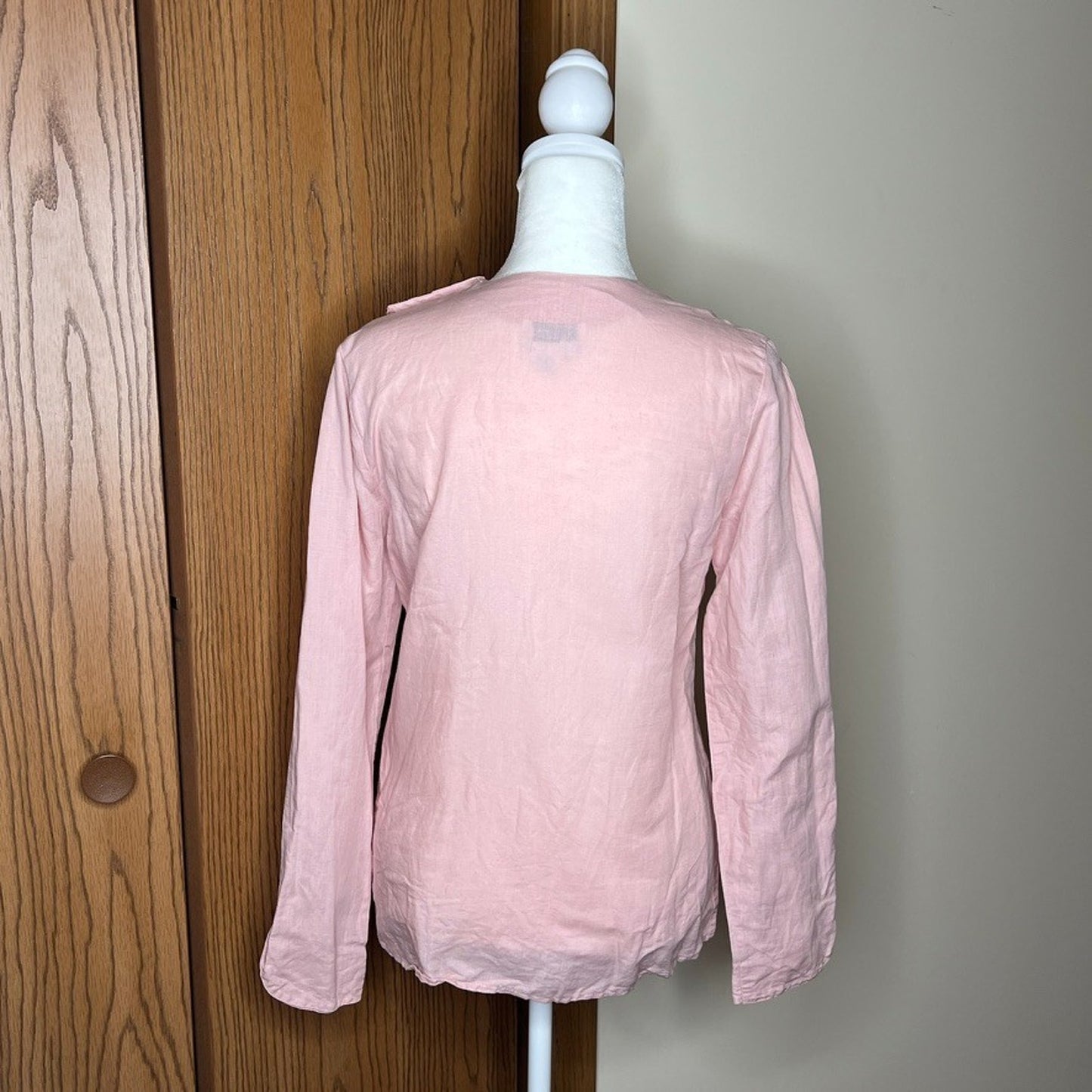 Vtg 90s Oscar de la Renta Linen Blouse 4 Pink Classic Old Money Feminine Spring
