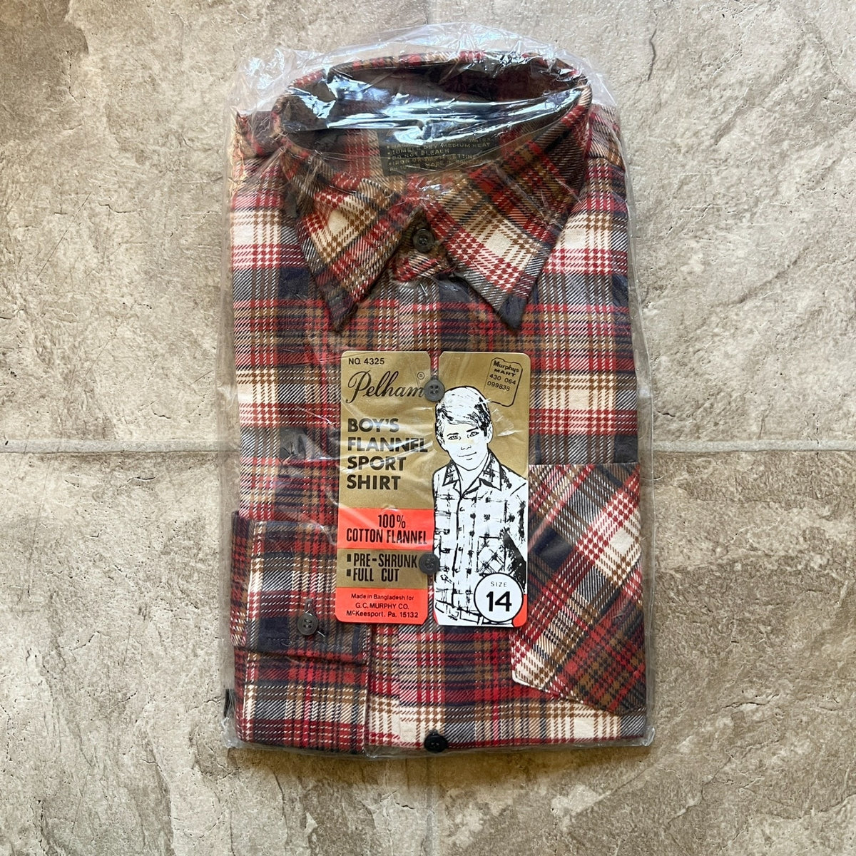 Vintage 60s Pelham Flannel Shirt Boys 14 Plaid Flannel Deadstock Autumn Classic