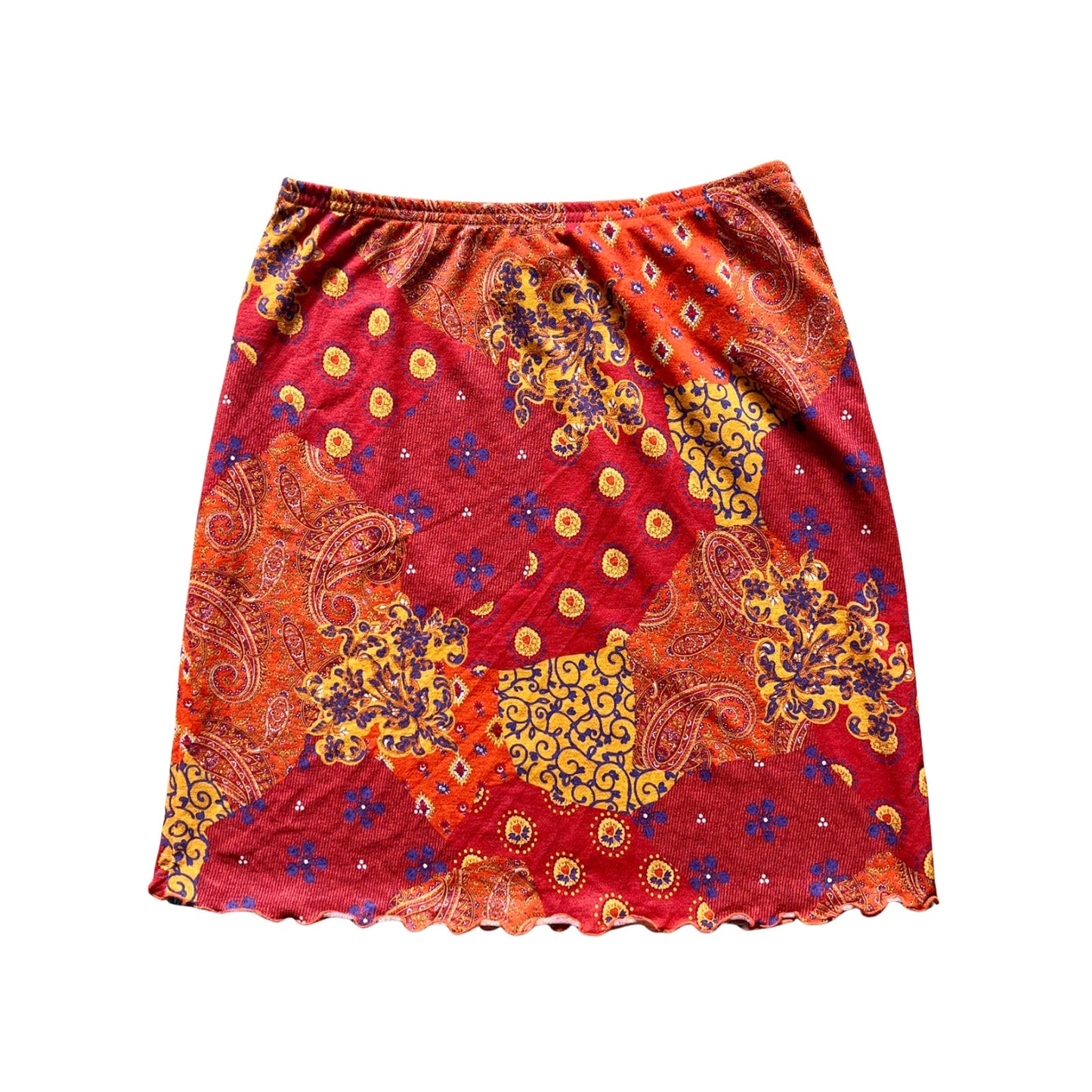 Vtg Y2K Mini Skirt S Multi-color Patchwork Boho Hippie Festival Whimsigoth Indie