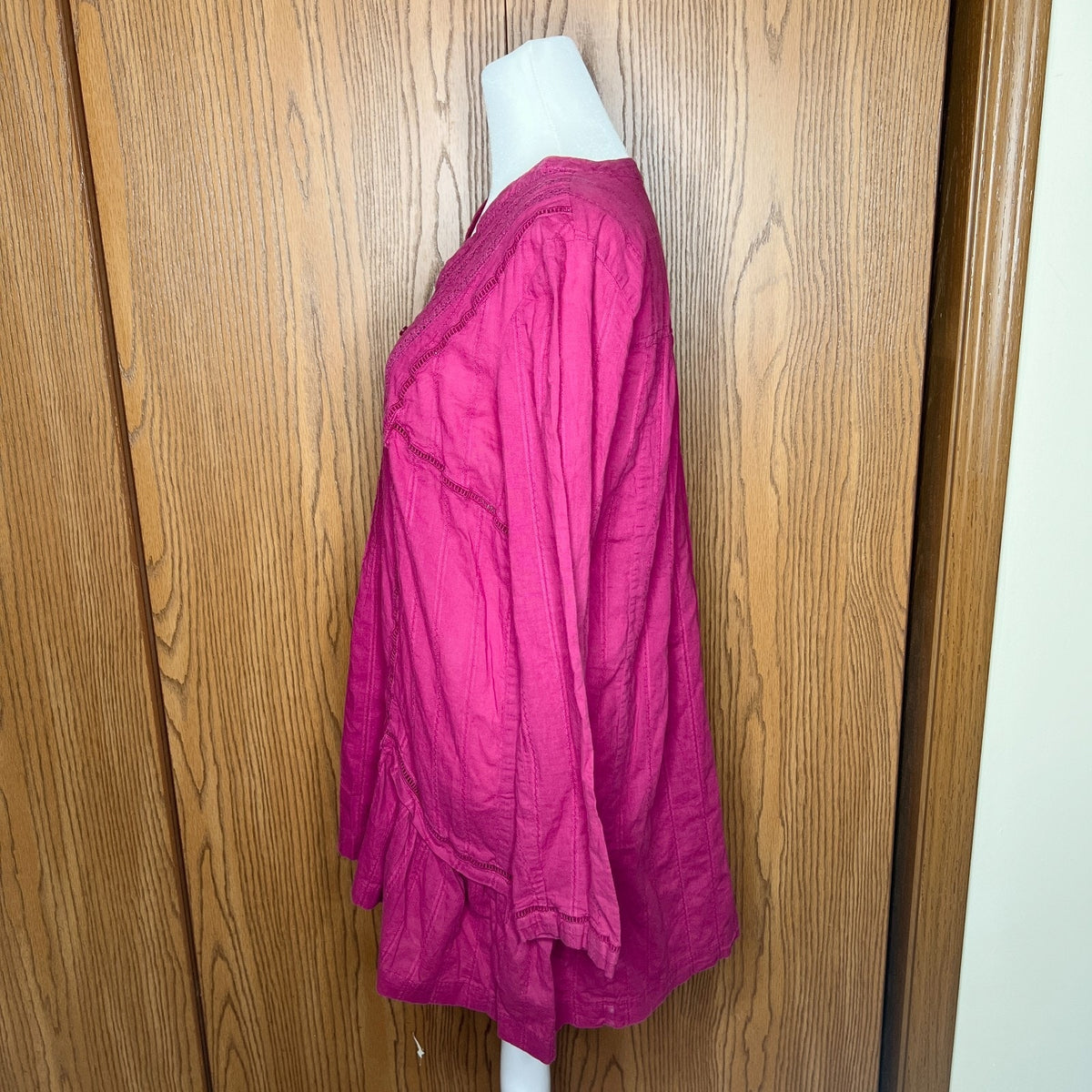 Free People Tunic Dress M Magenta Crochet Flowy Boho Whimsigoth Peasant Prairie