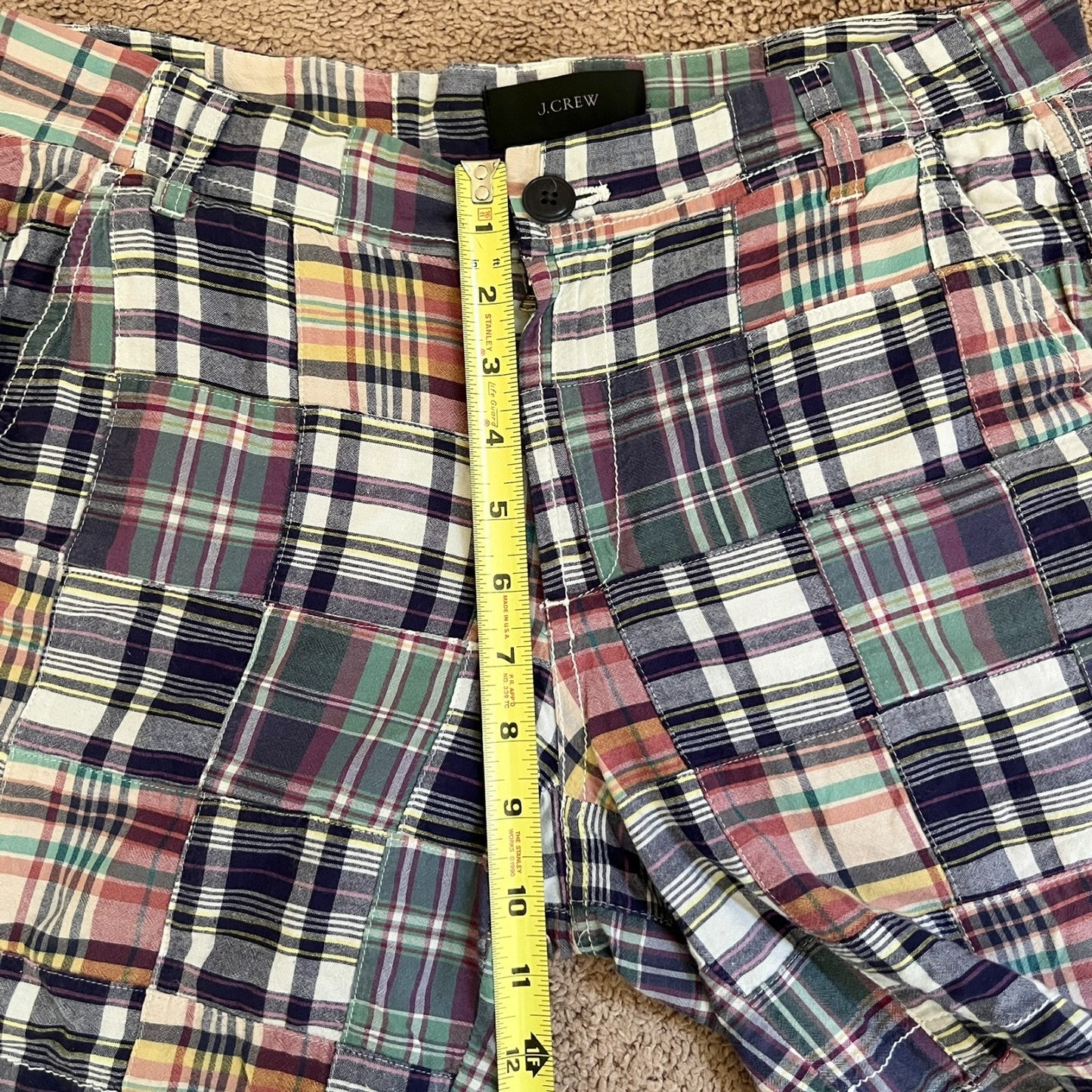 J. Crew Madras Plaid Shorts 4 Multi-color Patchwork Preppy Twee Rustic Summer