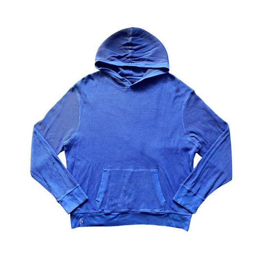 American Living Mens Waffle Knit Hooded Sweatshirt Size L Cornflower Blue Skater Classic