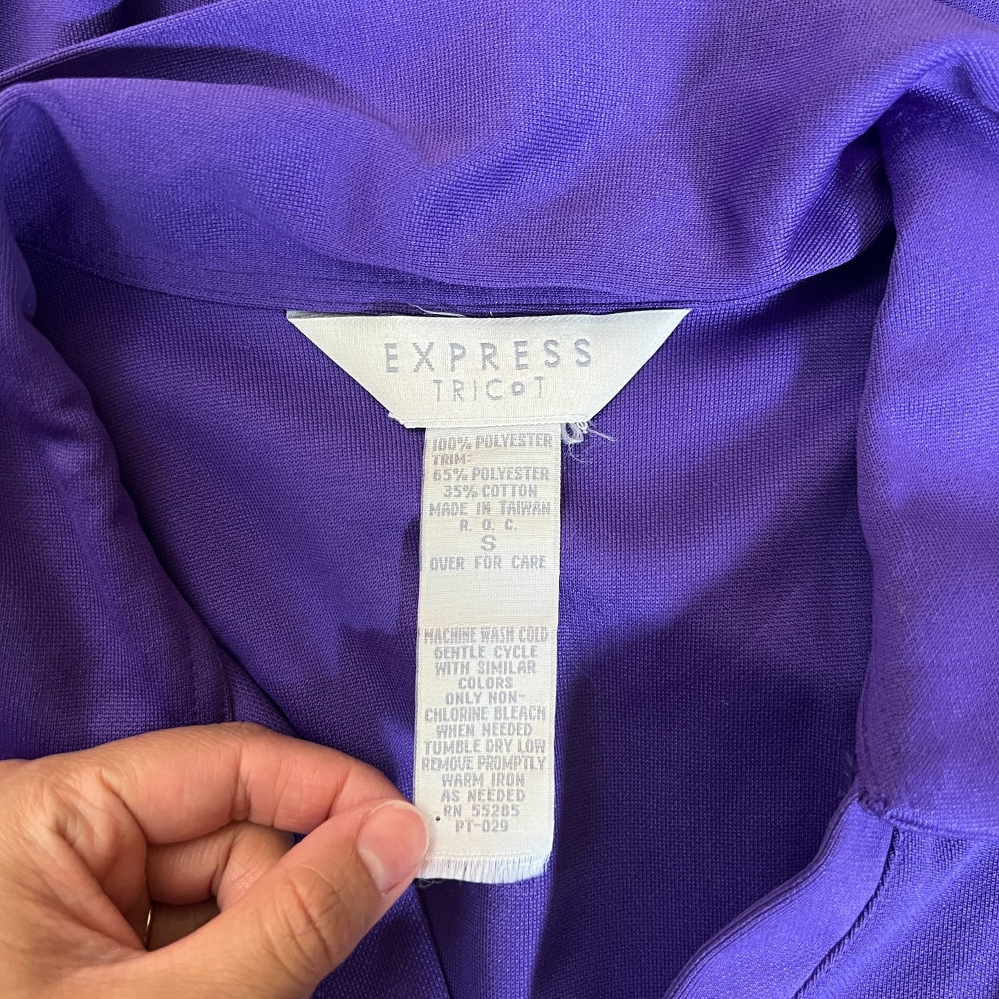 Vtg 90s Express Tricot Collared Polo Dress S Purple Rainbow Groovy Mod Sporty