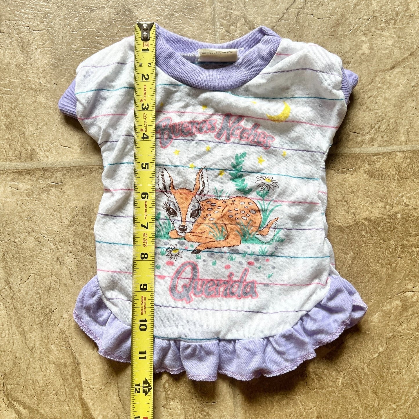 Vtg 80s Ronnie Jama Doll Sleep Shirt Nightgown Fawn Deer Spanish Kitsch Animals