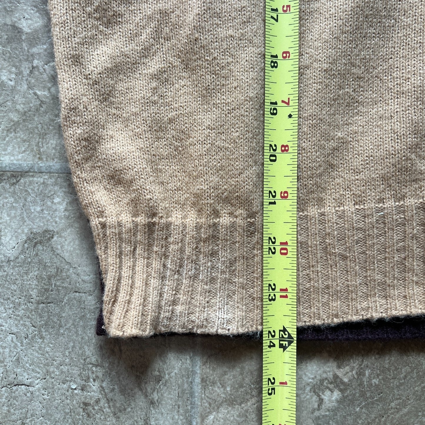 Vintage Wool Sweater Beige Chocolate Brown Geometric Western Indie Preppy Grunge