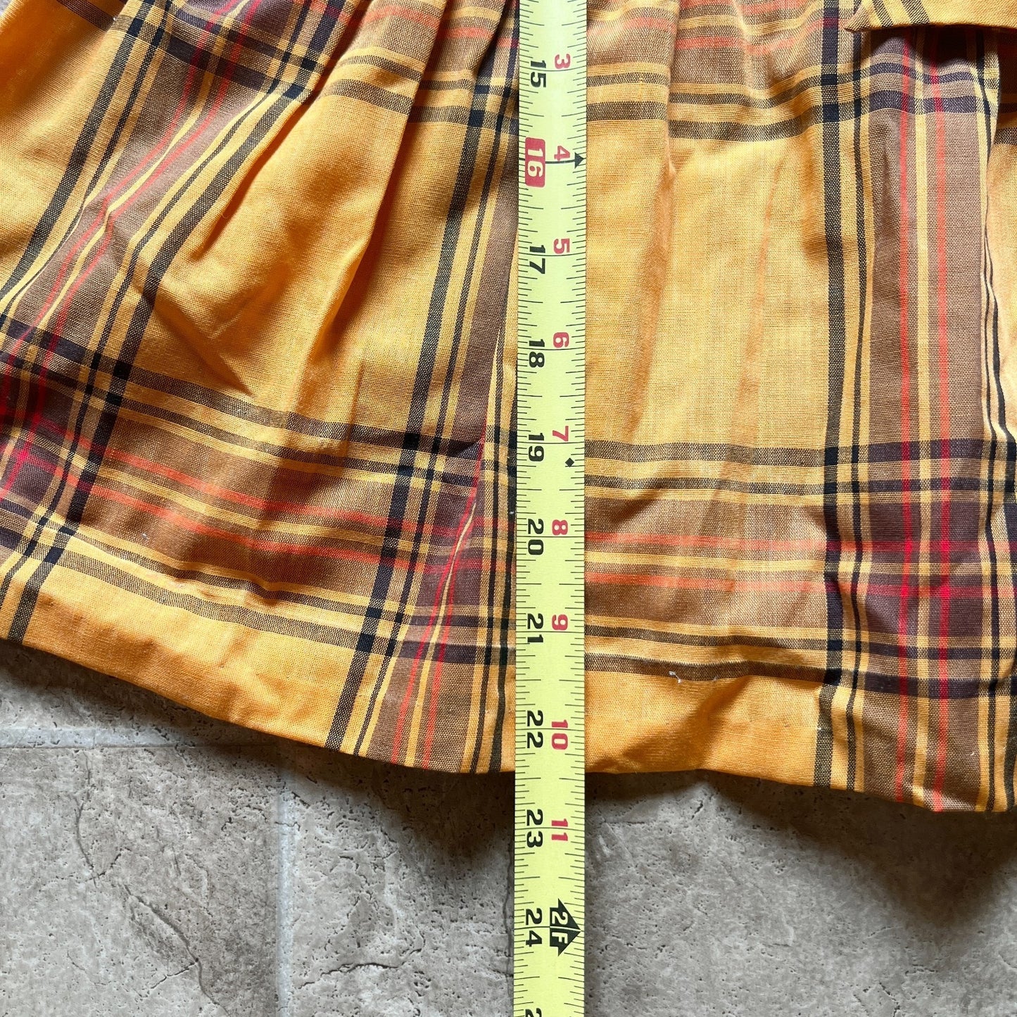 Vtg 60s Girls Tartan Plaid Dress Drop Waist Tie Big Collar Preppy Academia Twee