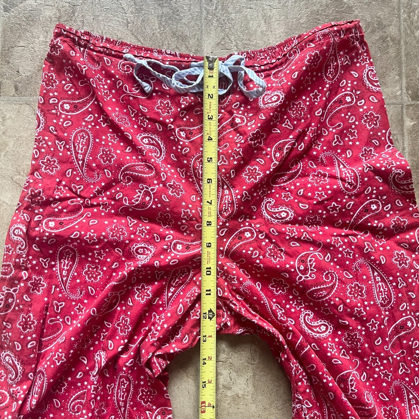 Tommy Hilfiger Womens Pajama Pants Size M Red Paisley Bandana Print Sleepwear Loungewear