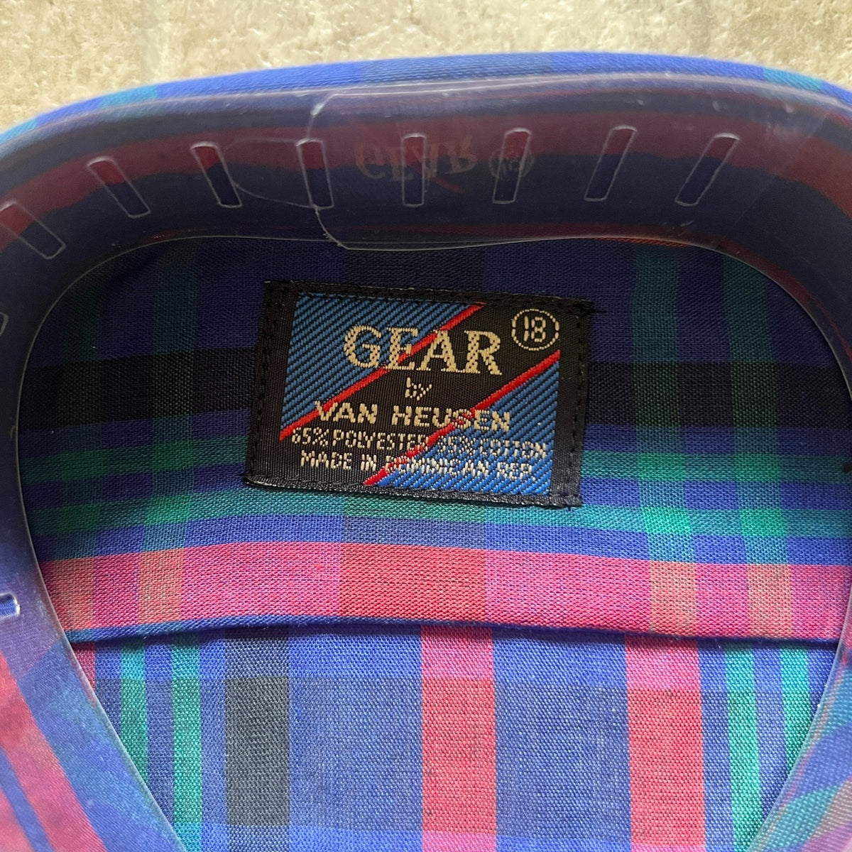 Vtg 90s Gear by Van Heusen Shirt 18 Plaid Deadstock Preppy Academia Cabincore