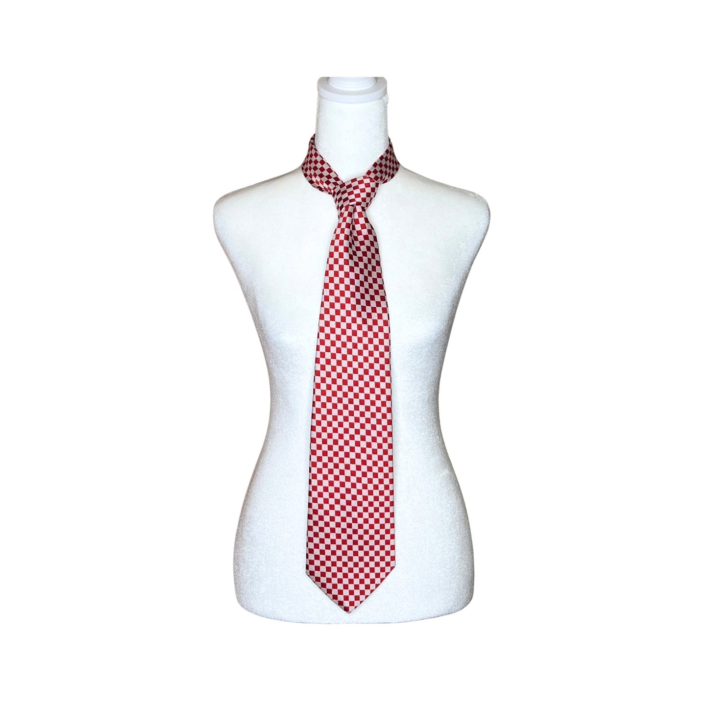 Vtg Bartolini Collection Necktie Red White Checkered Holiday Retro Clowncore Preppy