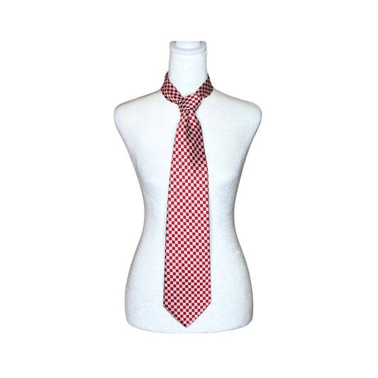 Vtg Bartolini Collection Necktie Red White Checkered Holiday Retro Clowncore Preppy