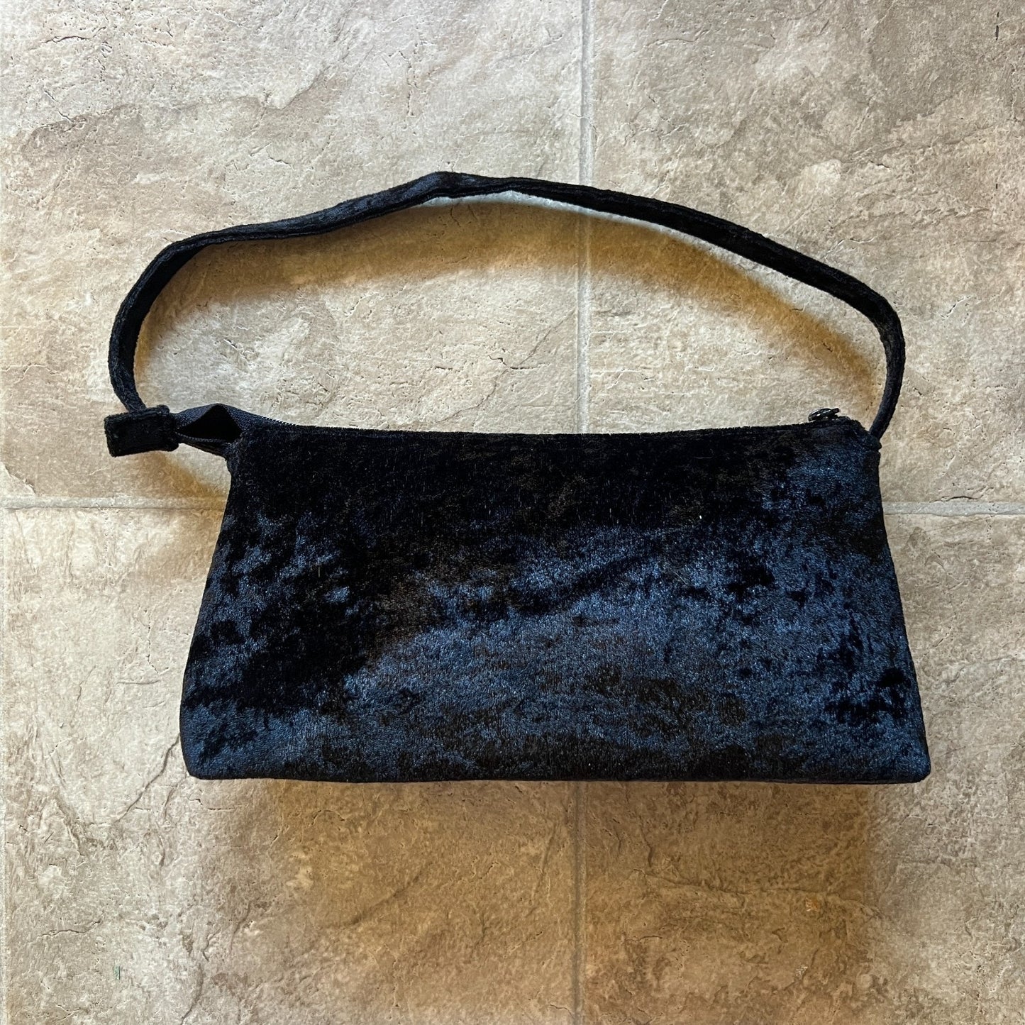 Vtg Y2K Velvet Purse Blue Rhinestones Fairy Goth Whimsigoth Formal Evening Glam