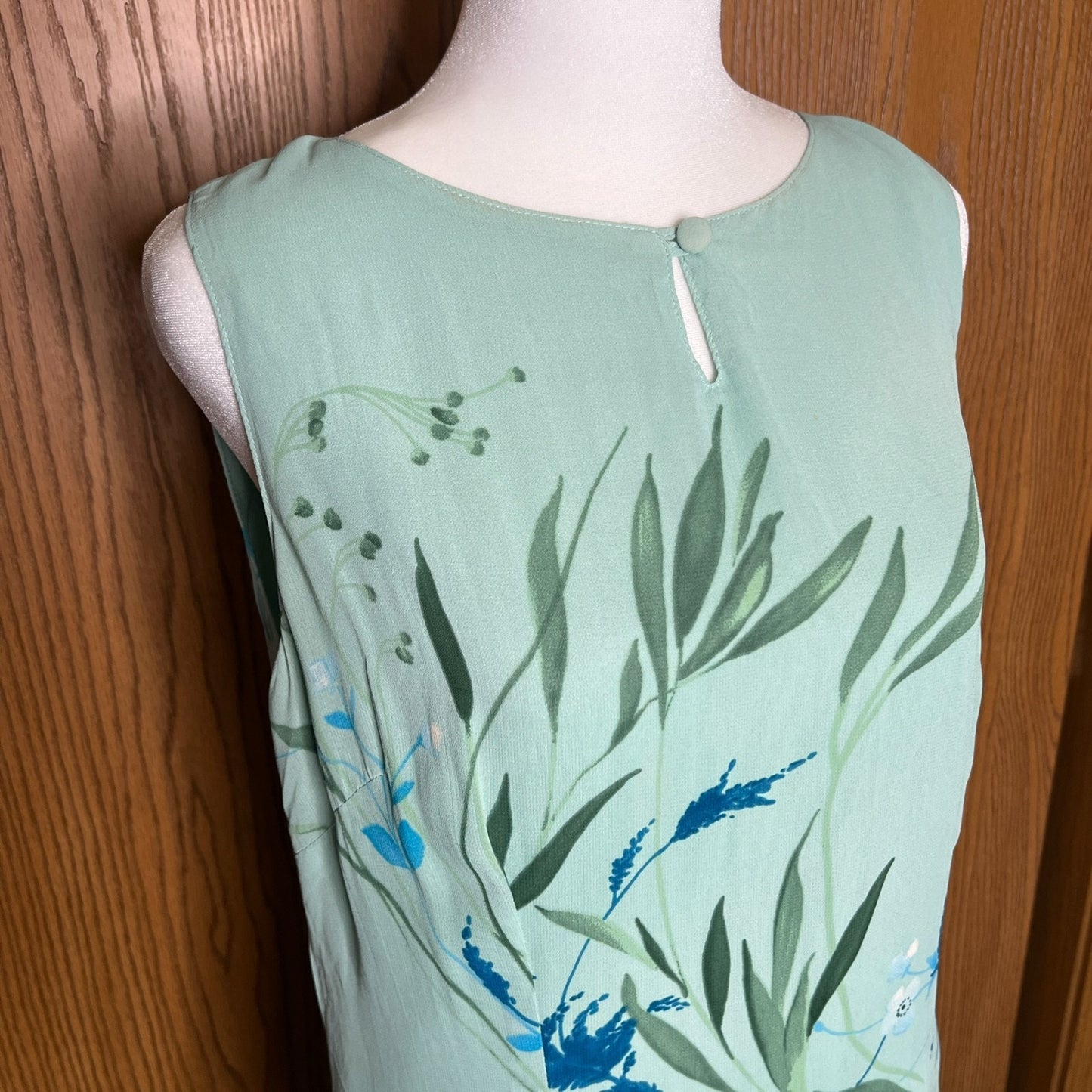 Vtg 90s Casual Corner Maxi Dress 8 Teal Floral Fairy Whimsical Elegant Formal