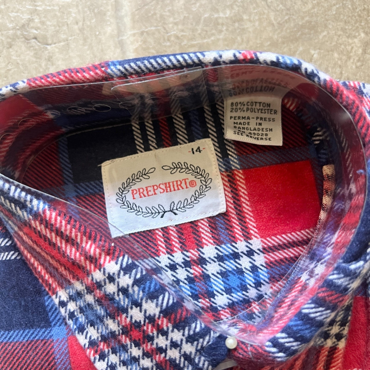 Vintage 70s Towncraft Prep Shirt Boys 14 Plaid Flannel Deadstock Autumn Classic