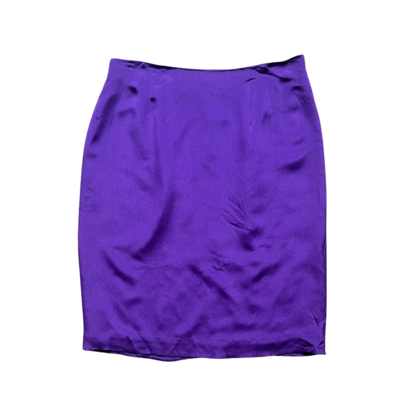 Vtg 90s Amanda Smith 100% Silk Pencil Skirt 22W Purple Formal Elegant Classic