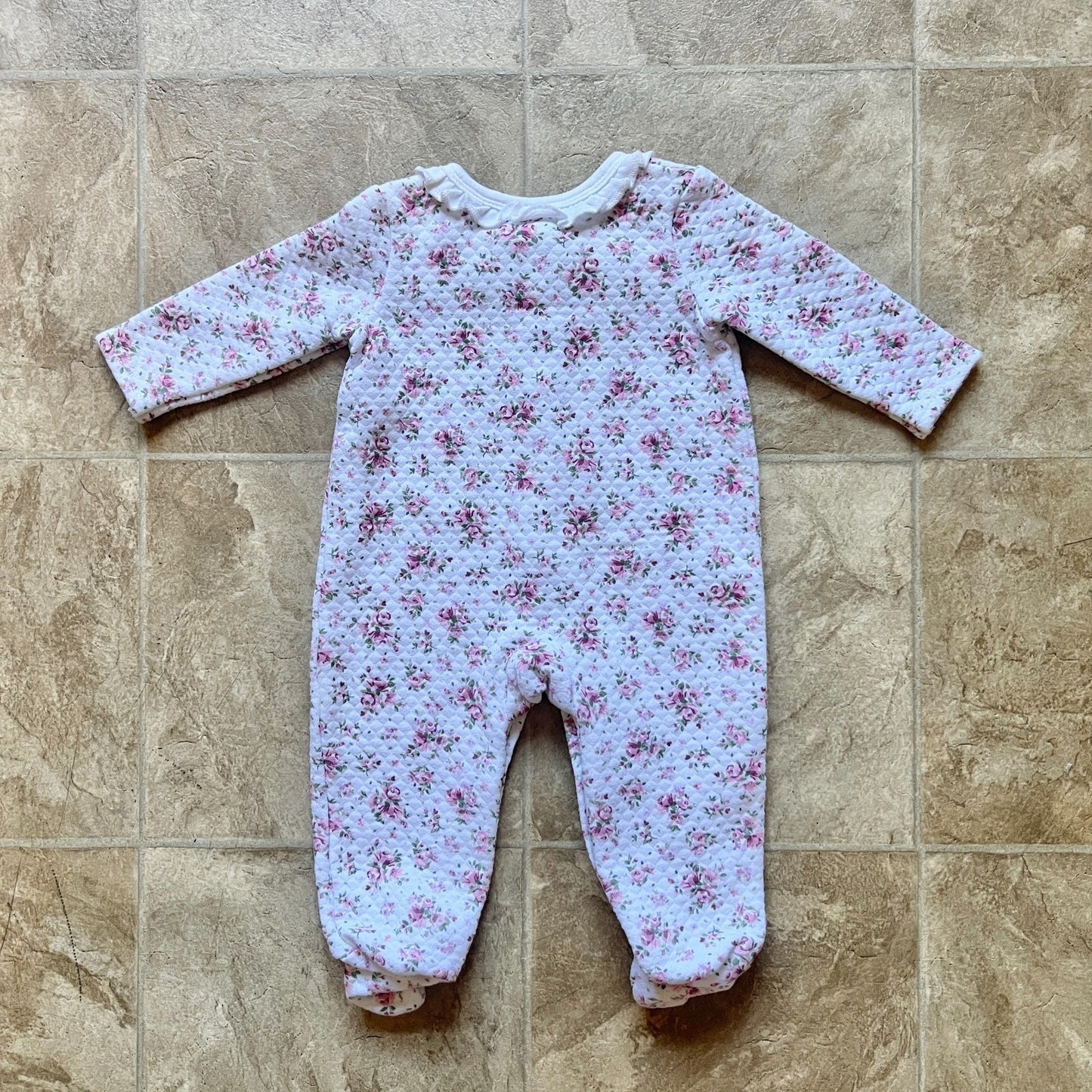 Laura Ashley Baby Quilted Sleepsuit 3-6 Months Ditsy Floral Cottage Coquette