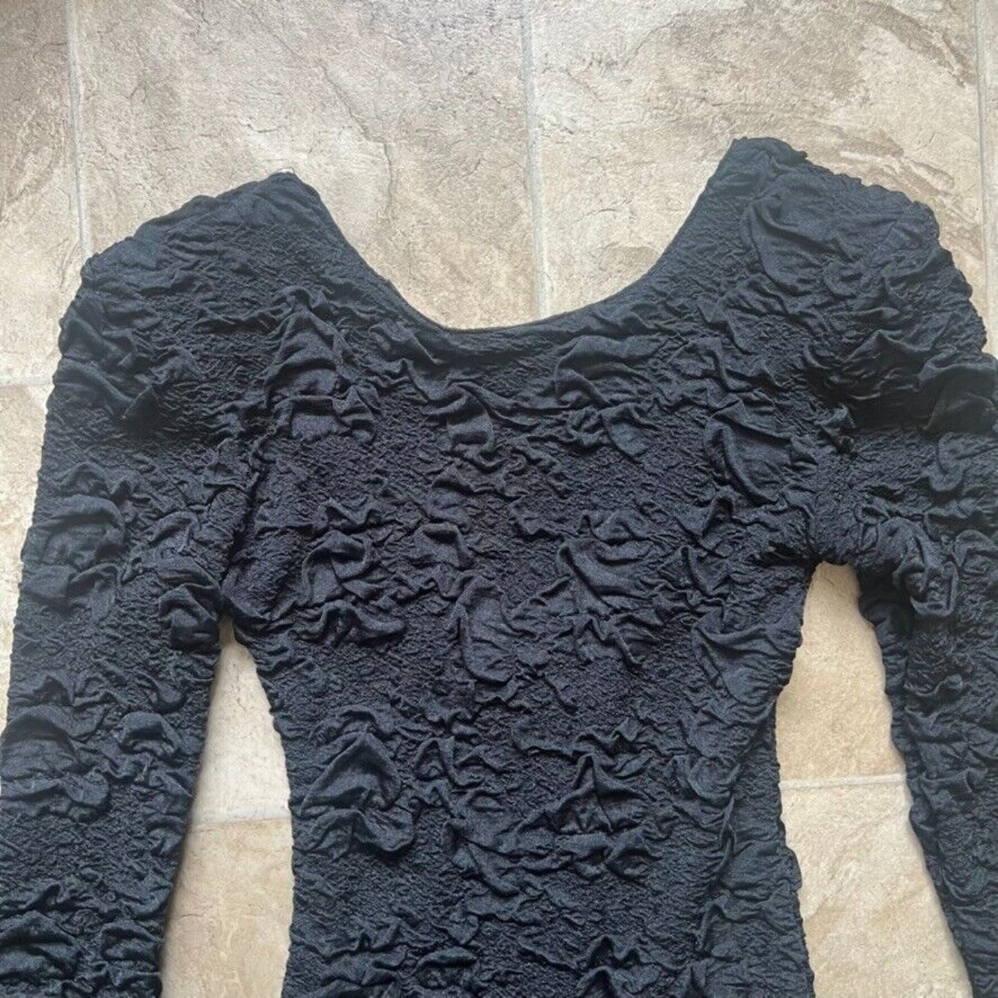 Vtg 80s Frederick's of Hollywood Dress Black Lace Ribbon Drop Waist Witchy Goth