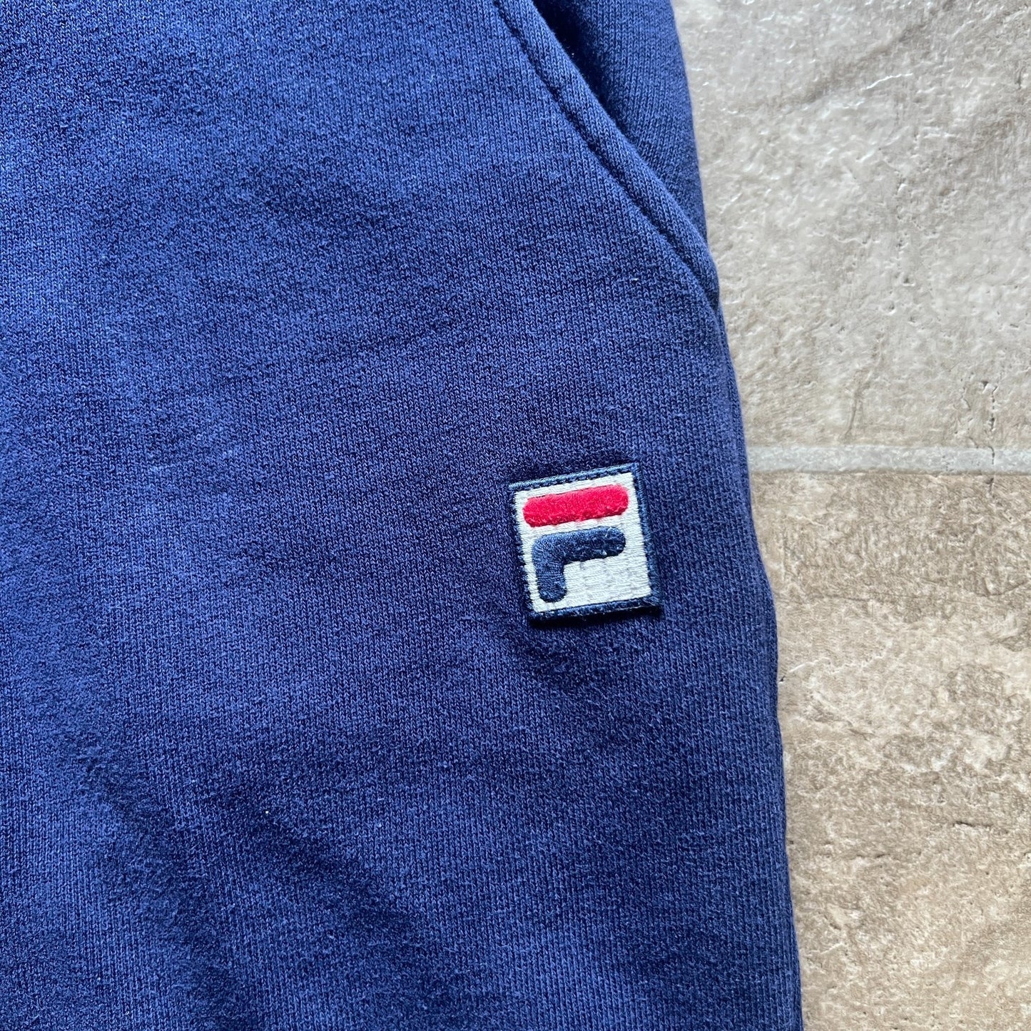 Vtg Y2K Fila Jogger Sweatpants M Navy Embroidered Logo Athleisure Sporty Skater