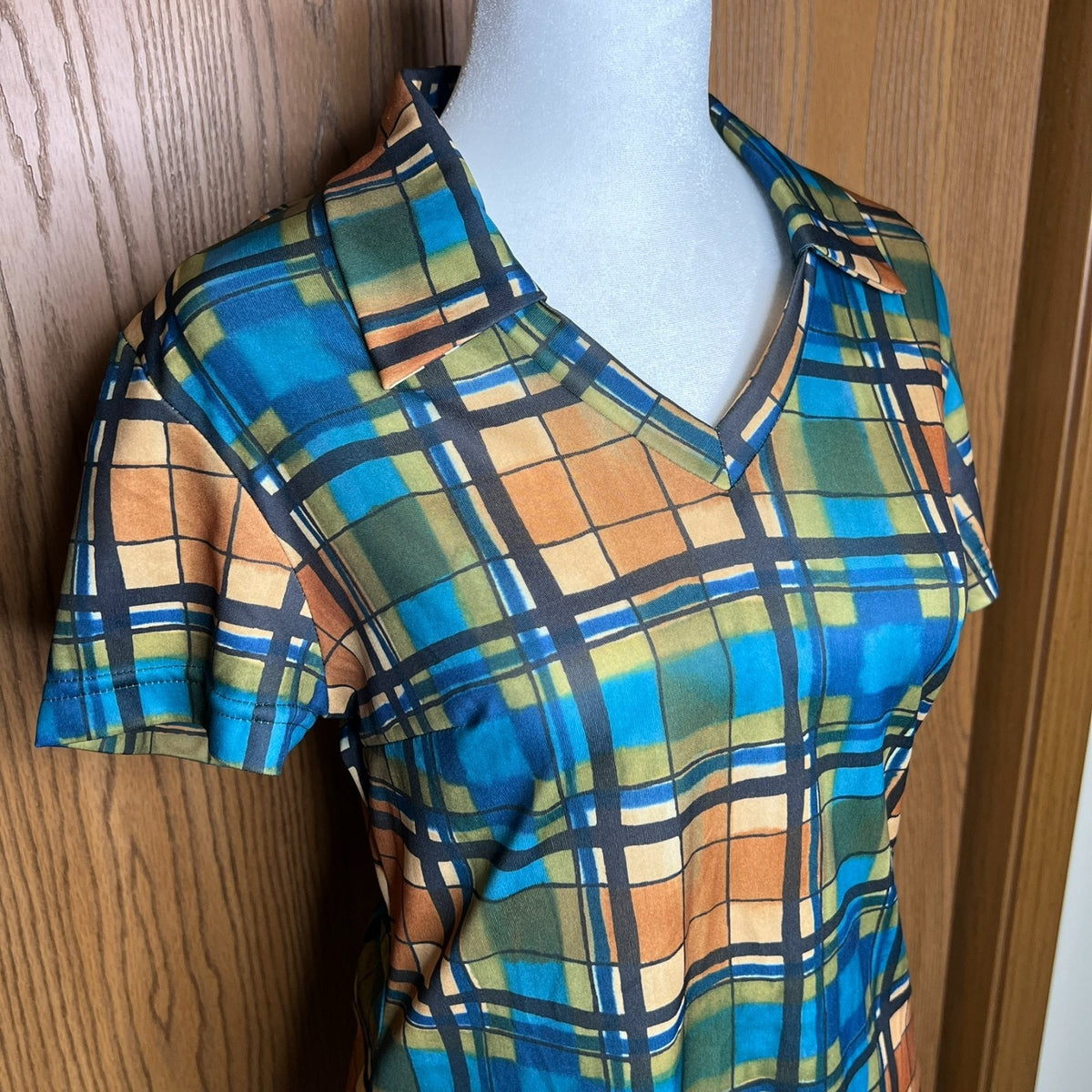 Vtg 90s Bonkers Clothing Co Dress Multi-color Plaid Academia Preppy Mod Artsy