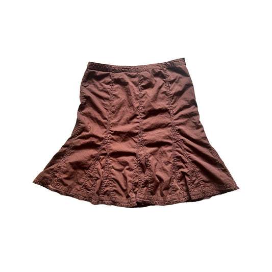 French Cuff Womens Midi Skirt Size 12 Chocolate Brown Pleated
