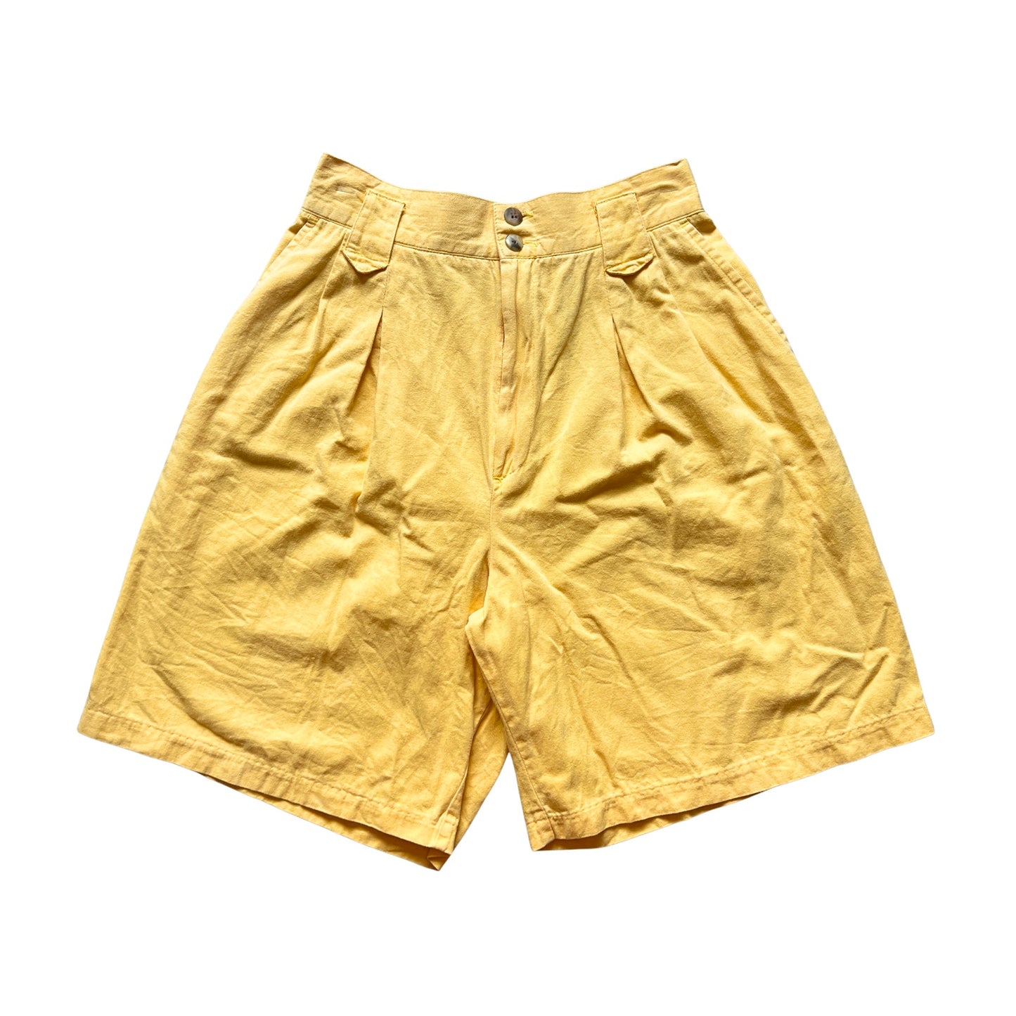 Vintage 90s Womens Sunshine Yellow Shorts 8 High Waisted Preppy Classic Coastal