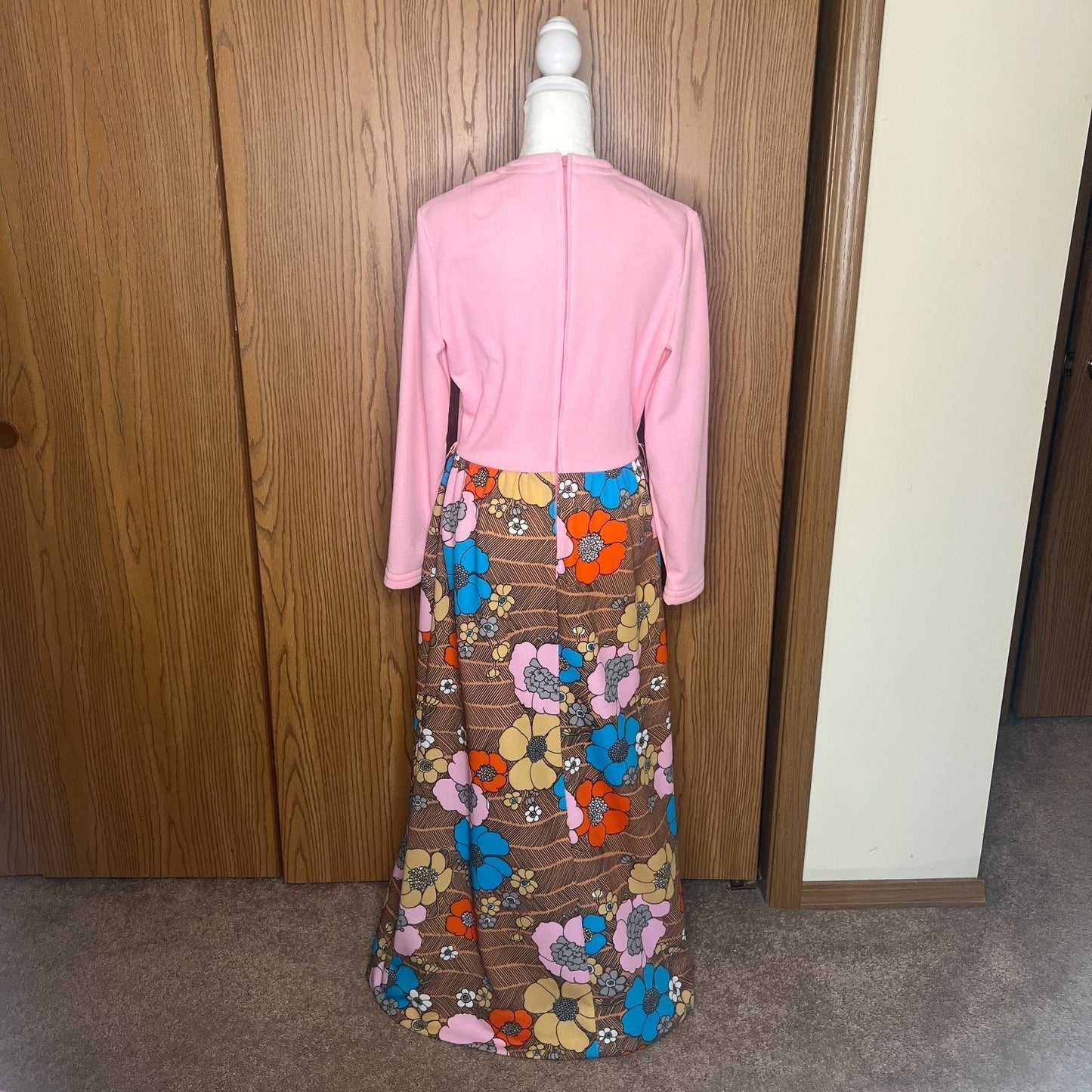 Vtg 70s Puritan Forever Young Maxi Dress Floral Mod Bohemian Groovy Maximalist