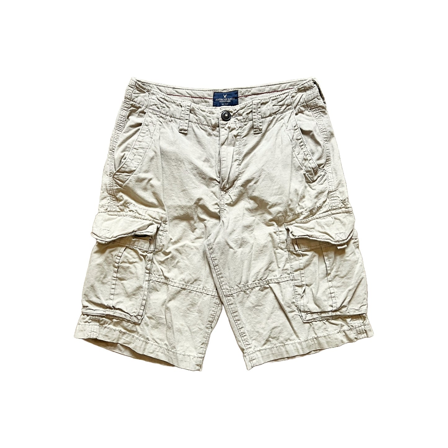 American Eagle Mens Longboard Cargo Shorts Size 28 Tan Baggy