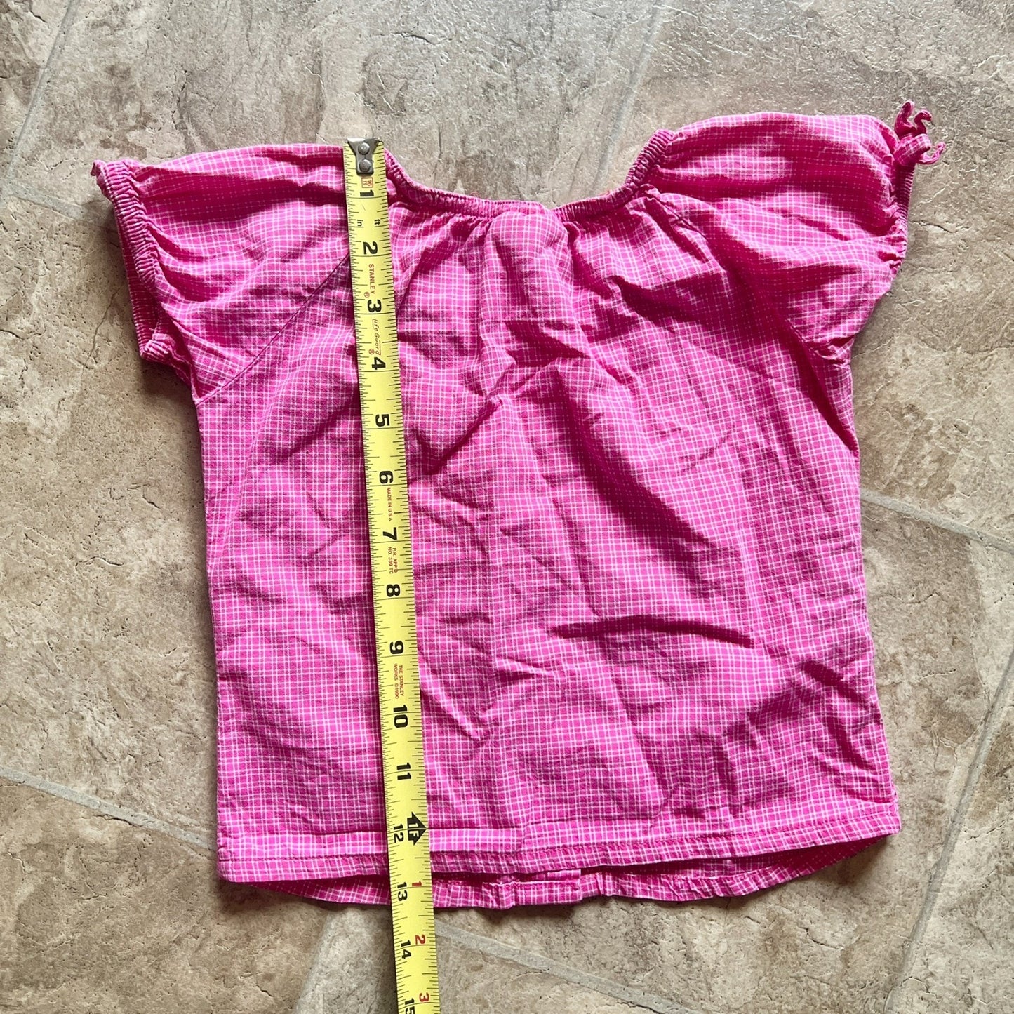 Vtg Y2K OshKosh B'gosh Girls Top 3T Pink Plaid Embroidered Flower Barbie Summer