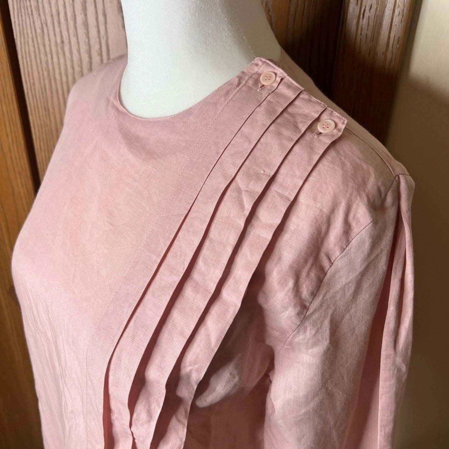 Vtg 90s Oscar de la Renta Linen Blouse 4 Pink Classic Old Money Feminine Spring