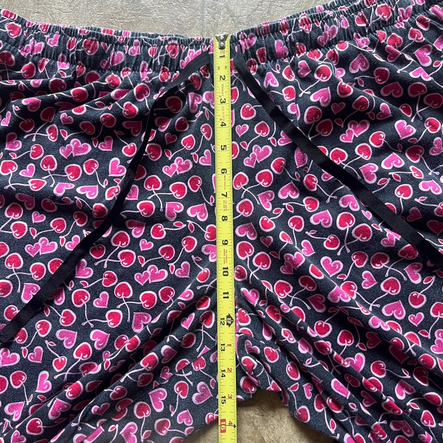Vtg Y2K Fashion Bug Pajama Pants 2X Cherry Heart Print Girly Romantic Sleepover