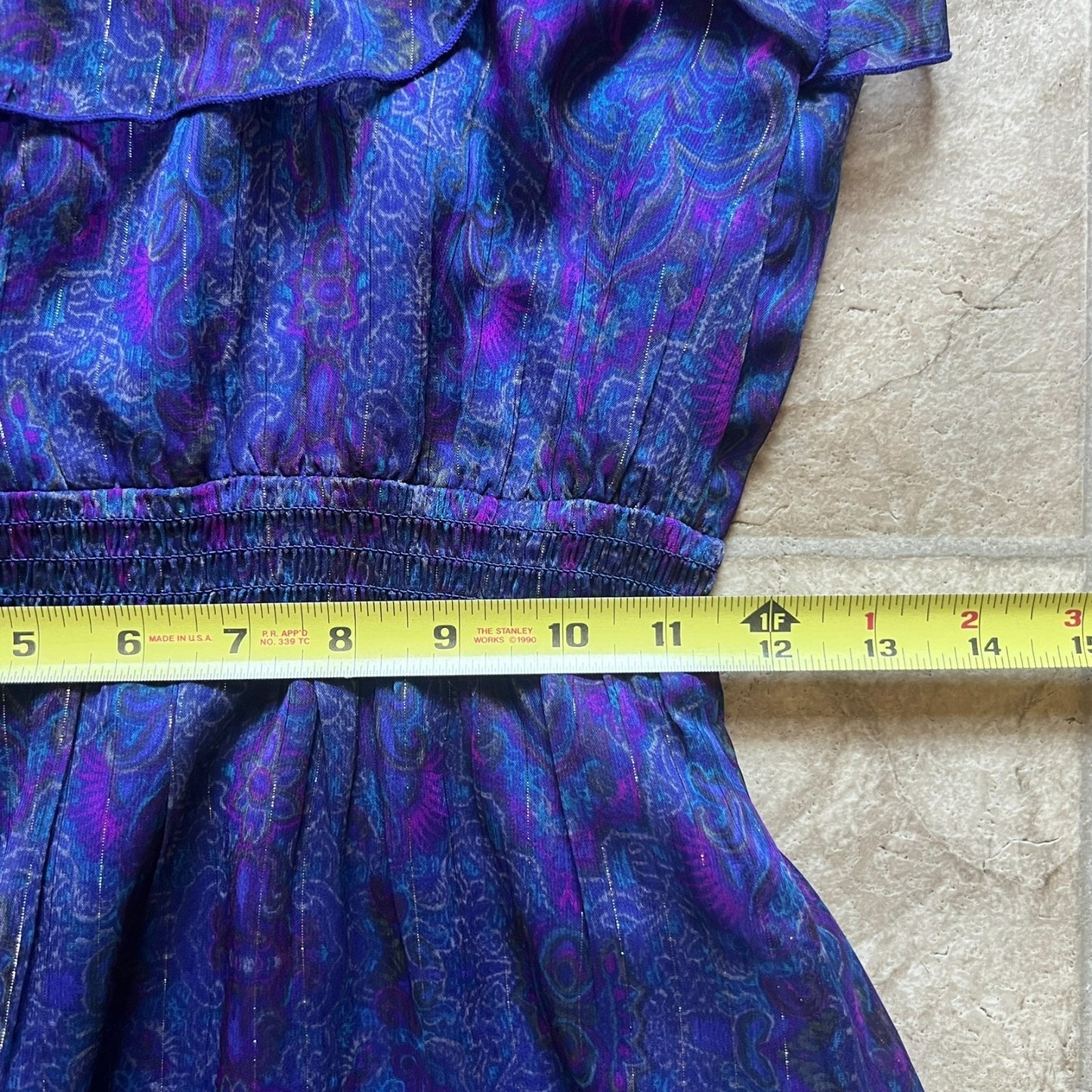 Express Womens Maxi Dress Size XS Blue Purple Paisley Metallic Stripe