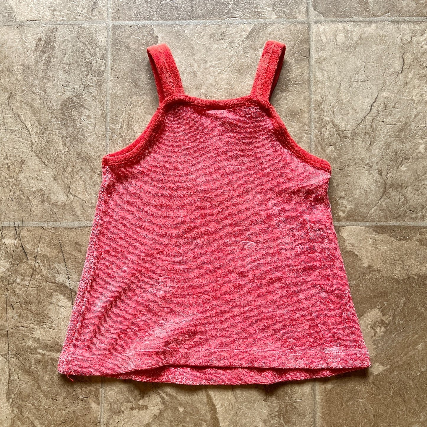 Vtg 70s Petite Bateau Terrycloth Pinafore Dress 2T Red Beach Pool Summer Sporty