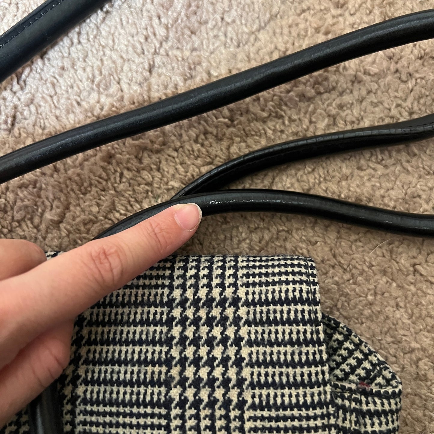 Vtg Y2K Wilson's Leather Baguette Shoulder Bag Plaid Red Lining Classic Office Minimalist