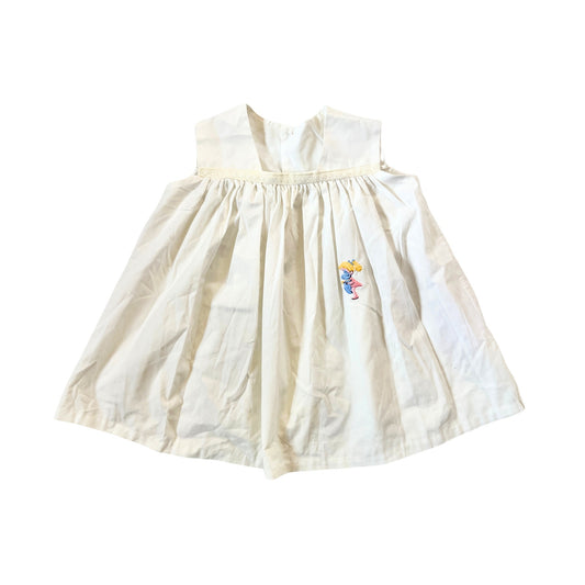 Vintage 60s Babydoll Dress Embroidered Girl Teddy Bear Cottagecore Kitsch Retro